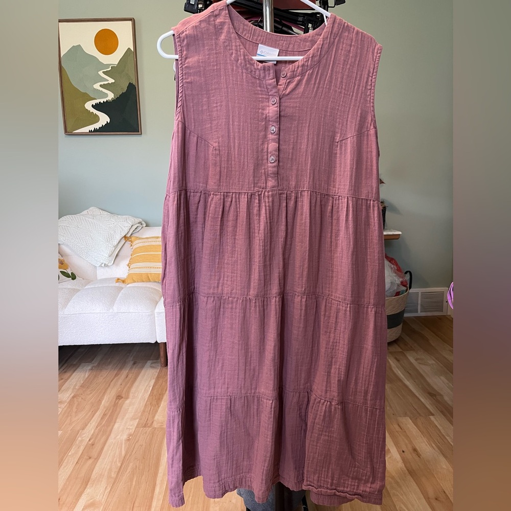 Columbia Sleeveless Tiered Maxi Dress in Dusty Rose
